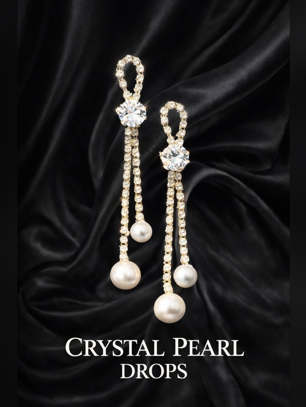 Crystal Pearl Drop Earrings | Elegant Rhinestone Dangle Earrings | Wedding Party